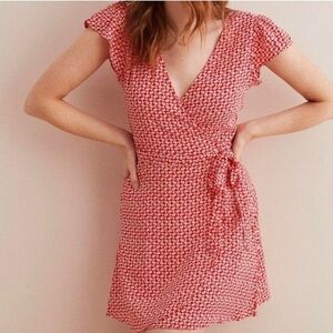 Aerie Mini Floral Wrap Dress Red and Pink